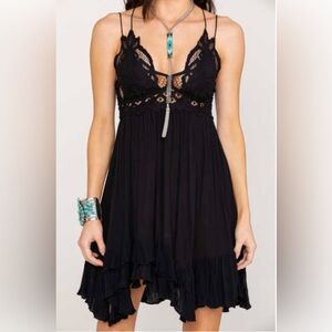 Free People Women’s Black Adella Slip Dress,Size-Medium,GUC(Retired style)